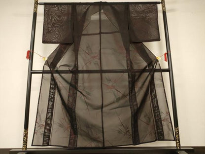 平和屋着物＊夏物 小紋 紗 笹竹文 正絹 逸品 AABA6521jd