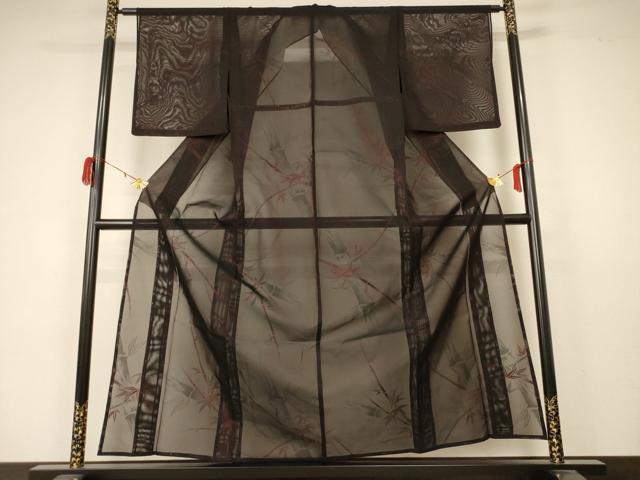 平和屋着物＊夏物 小紋 紗 笹竹文 正絹 逸品 AABA6521jd