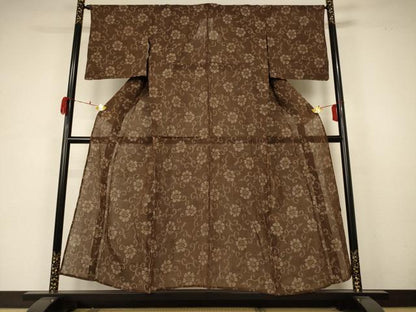 平和屋着物＊夏物　小千谷ちぢみ　花唐草文　麻　逸品　AABA6524jd