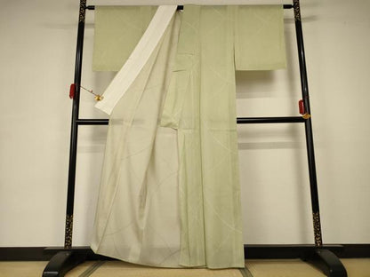 平和屋着物＊夏物 小紋 縦絽 流線文 正絹 逸品 AABA6526jd