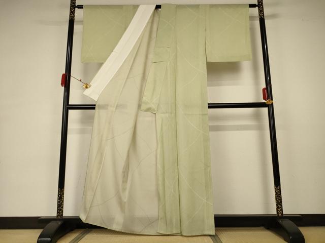平和屋着物＊夏物 小紋 縦絽 流線文 正絹 逸品 AABA6526jd