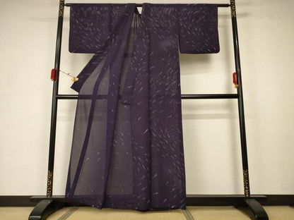 平和屋着物＊夏物 小紋 絽 魚文 正絹 逸品 AABA6528jd