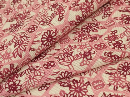 平和屋着物＊夏物 小紋 絽 型染め 亀甲草花文 正絹 逸品 AABA6531jd