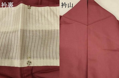 平和屋着物＊夏物 色無地 縦絽 小豆色 正絹 逸品 AABA6536jd