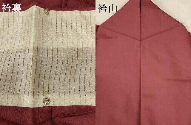 平和屋着物＊夏物 色無地 縦絽 小豆色 正絹 逸品 AABA6536jd