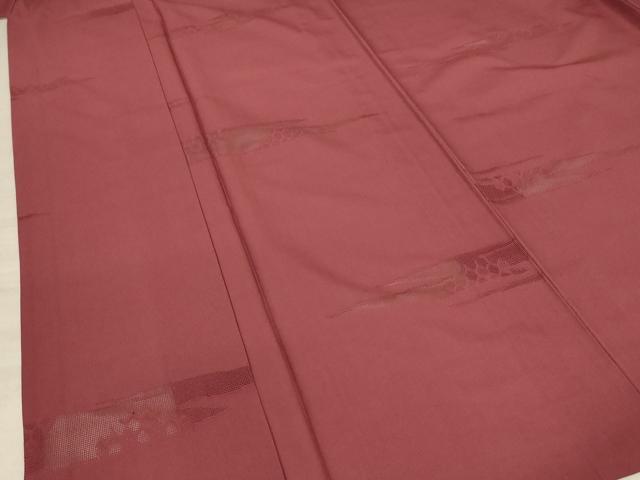 平和屋着物＊夏物 色無地 縦絽 小豆色 正絹 逸品 AABA6536jd