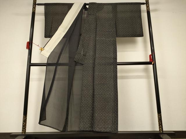 平和屋着物＊夏物 小紋 紗 花唐草文 正絹 逸品 AABA6538jd