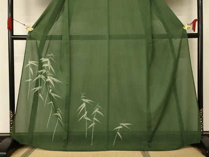 平和屋着物＊夏物 訪問着 絽 笹竹文 銀座新松扱い たとう紙付き 正絹 逸品 AABA6541jd