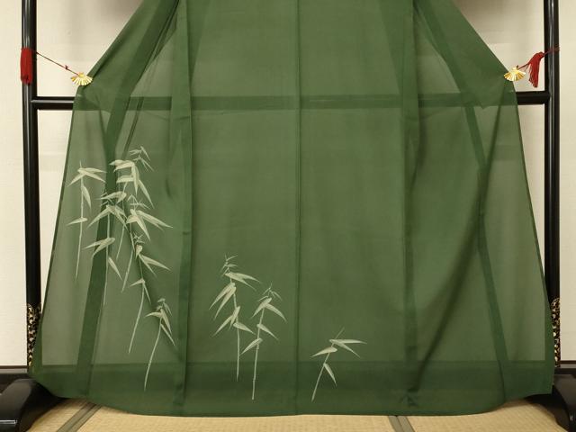 平和屋着物＊夏物 訪問着 絽 笹竹文 銀座新松扱い たとう紙付き 正絹 逸品 AABA6541jd