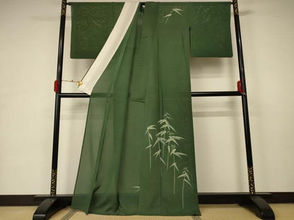 平和屋着物＊夏物 訪問着 絽 笹竹文 銀座新松扱い たとう紙付き 正絹 逸品 AABA6541jd