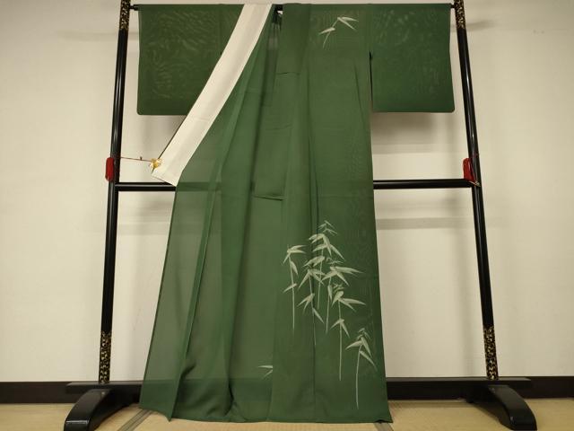 平和屋着物＊夏物 訪問着 絽 笹竹文 銀座新松扱い たとう紙付き 正絹 逸品 AABA6541jd