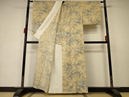 平和屋着物＊夏物 小紋 絽 風景草花文 正絹 逸品 AABA6543jd