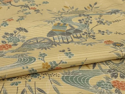 平和屋着物＊夏物 小紋 絽 風景草花文 正絹 逸品 AABA6543jd