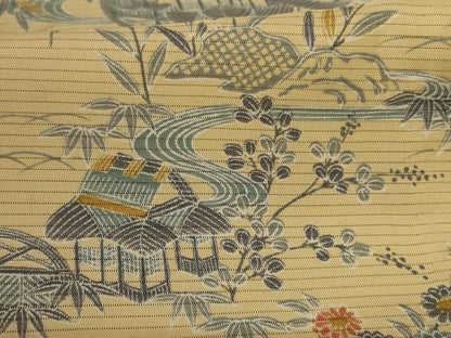 平和屋着物＊夏物 小紋 絽 風景草花文 正絹 逸品 AABA6543jd