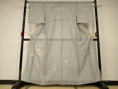 平和屋着物＊夏物 訪問着 紗 草花文 正絹 逸品 AABA6544jd
