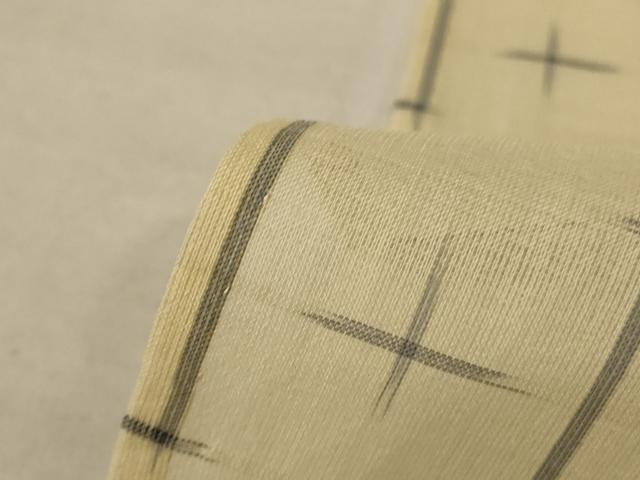 平和屋着物＊夏物 紗紬 十字絣 反端付き 正絹 逸品 AABA6545jd