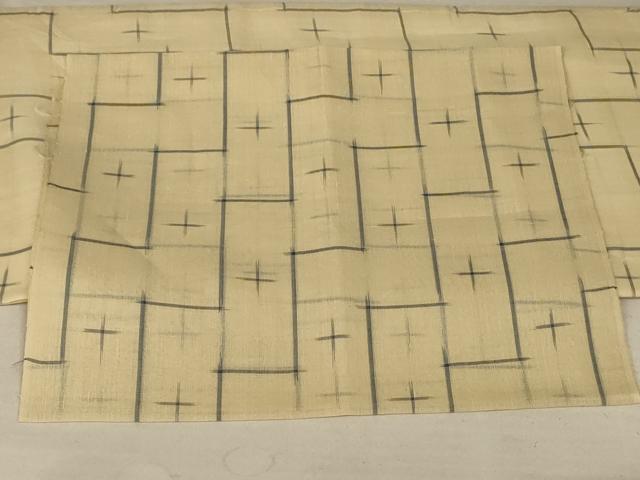 平和屋着物＊夏物 紗紬 十字絣 反端付き 正絹 逸品 AABA6545jd