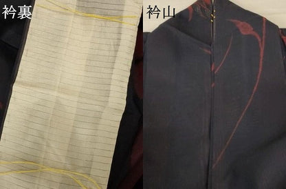 平和屋着物＊夏物 小紋 紗 枝葉文 銀糸 正絹 逸品 AABA6548jd