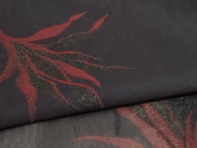 平和屋着物＊夏物 小紋 紗 枝葉文 銀糸 正絹 逸品 AABA6548jd
