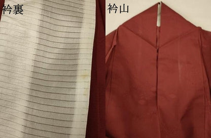 平和屋着物＊夏物 色無地 絽 草花紋紗 海老茶色 正絹 逸品 AABA6549jd