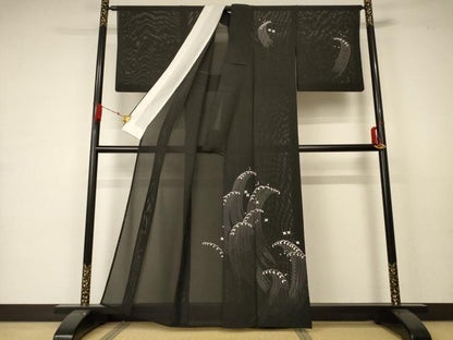 平和屋着物＊夏物 訪問着 絽 立波文 銀彩 正絹 逸品 AABA6550jd