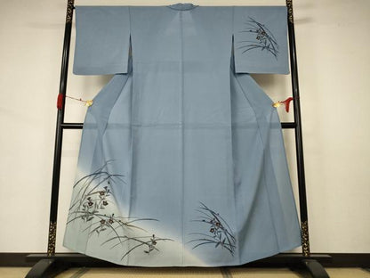 平和屋着物＊夏物 訪問着 絽 草花文 蛍 暈し染め 金彩 正絹 逸品 AABA6563jd