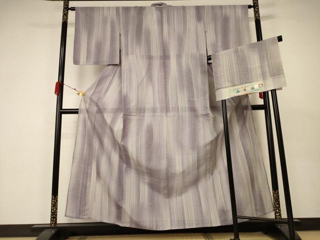 平和屋着物＊夏物 西陣 小紋 紗 麻の葉間道 証紙付き 正絹 逸品 未使用 AABA6568jd
