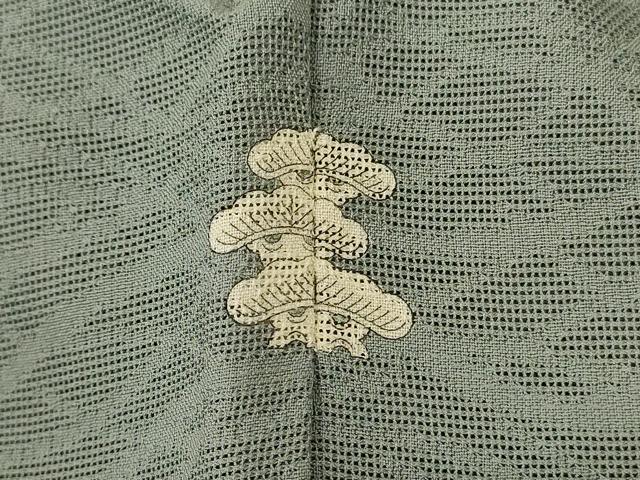平和屋着物＊夏物 色無地 芝紋紗 青白橡色 正絹 逸品 AABA6572jd