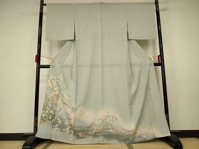 平和屋着物＊夏物 色留袖 絽 作家物 流水花鳥文 暈し染め 金銀彩 正絹 逸品 AABA6573jd