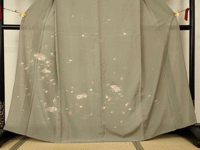 平和屋着物＊夏物 訪問着 絽 草花文 金彩 正絹 逸品 AABA6576jd