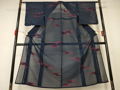 平和屋着物＊夏物 小紋 紗 霞文 正絹 逸品 未使用 AABA6577jd