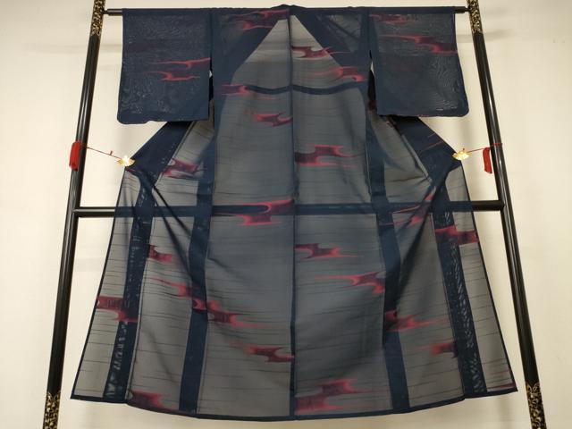 平和屋着物＊夏物 小紋 紗 霞文 正絹 逸品 未使用 AABA6577jd