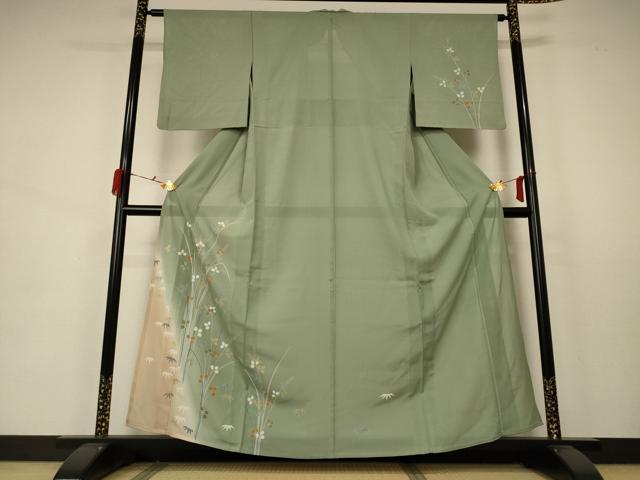 平和屋着物＊夏物 訪問着 絽 枝葉文 正絹 逸品 AABA6585jd