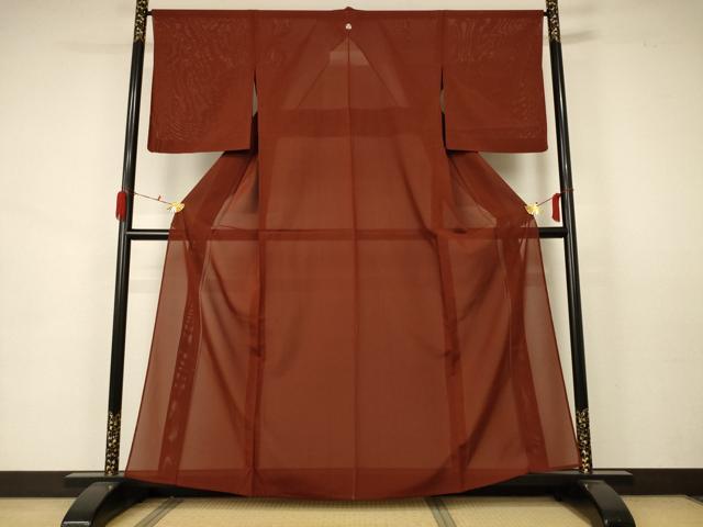 平和屋着物＊夏物 色無地 絽 錆色 正絹 逸品 AABA6586jd