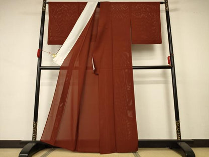 平和屋着物＊夏物 色無地 絽 錆色 正絹 逸品 AABA6586jd