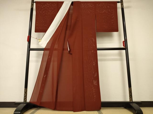平和屋着物＊夏物 色無地 絽 錆色 正絹 逸品 AABA6586jd