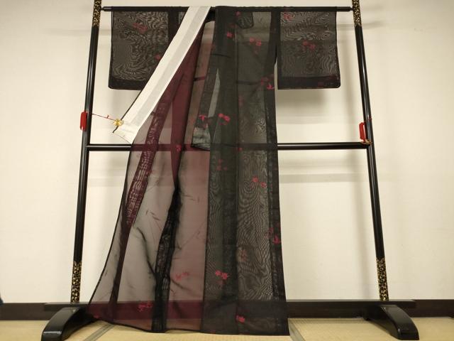 平和屋着物＊夏物 小紋 紗 草花文 正絹 逸品 未使用 AABA6590jd