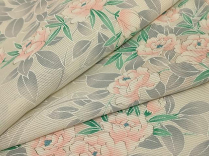 平和屋着物＊夏物 小紋 絽 草花文 正絹 逸品 AABA6592jd