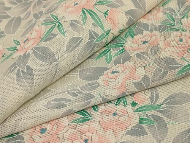 平和屋着物＊夏物 小紋 絽 草花文 正絹 逸品 AABA6592jd