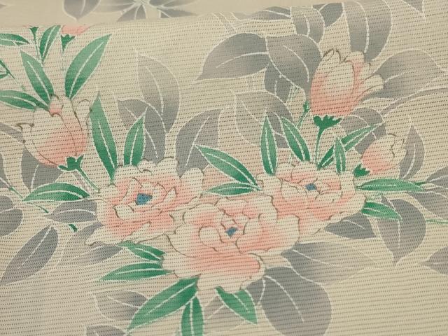 平和屋着物＊夏物 小紋 絽 草花文 正絹 逸品 AABA6592jd