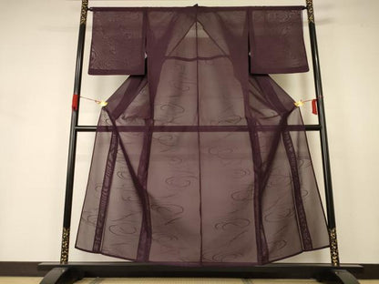 平和屋着物＊夏物 色無地 流水紋紗 黒鳶色 正絹 逸品 AABA6595jd