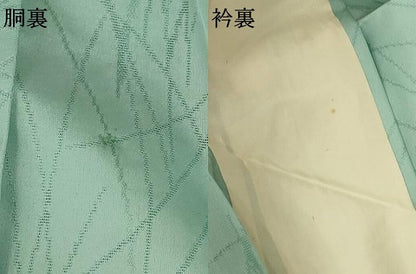 平和屋着物＊夏物 色無地 芝紋紗 薄萌葱色 正絹 逸品 AABA6599jd