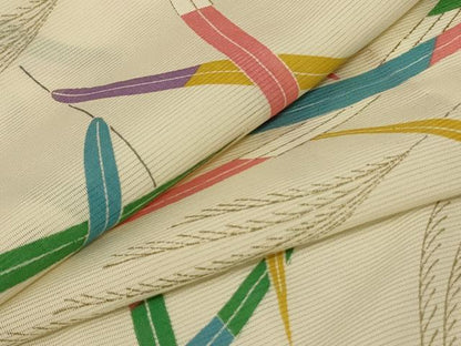 平和屋着物＊夏物 小紋 絽 枝葉文 正絹 逸品 AABA6601jd