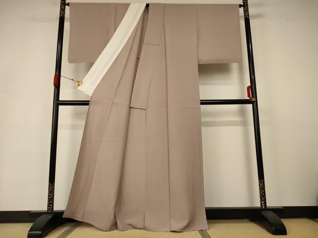 平和屋着物＊夏物 色無地 絽 白茶色 正絹 逸品 AABA6602jd