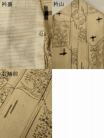平和屋着物＊夏物 紗紬 短冊花文 正絹 逸品 AABA6607jd