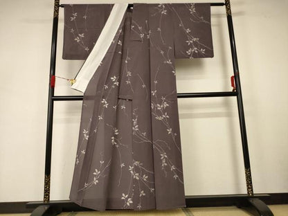 平和屋着物＊夏物 小紋 絽 枝葉文 正絹 逸品 AABA6610jd