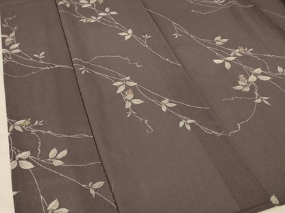 平和屋着物＊夏物 小紋 絽 枝葉文 正絹 逸品 AABA6610jd