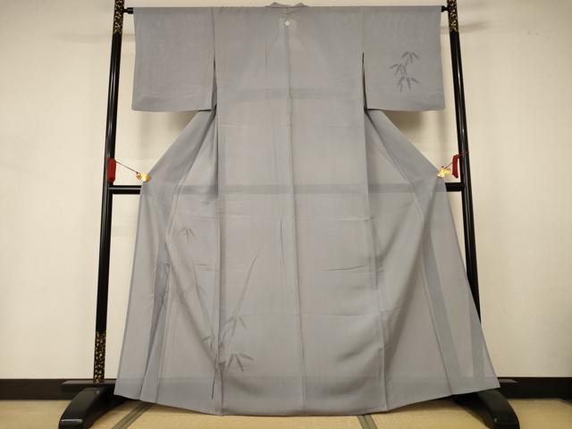 平和屋着物＊夏物 無地絵羽訪問着 絽 笹文紗 薄墨色 正絹 逸品 AABA6612jd