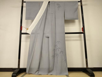 平和屋着物＊夏物 無地絵羽訪問着 絽 笹文紗 薄墨色 正絹 逸品 AABA6612jd