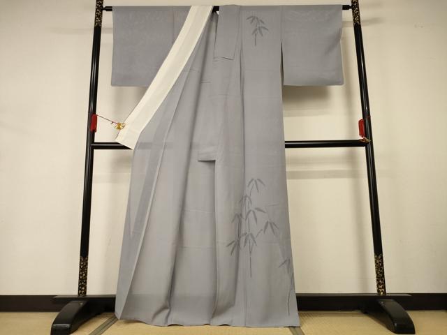 平和屋着物＊夏物 無地絵羽訪問着 絽 笹文紗 薄墨色 正絹 逸品 AABA6612jd